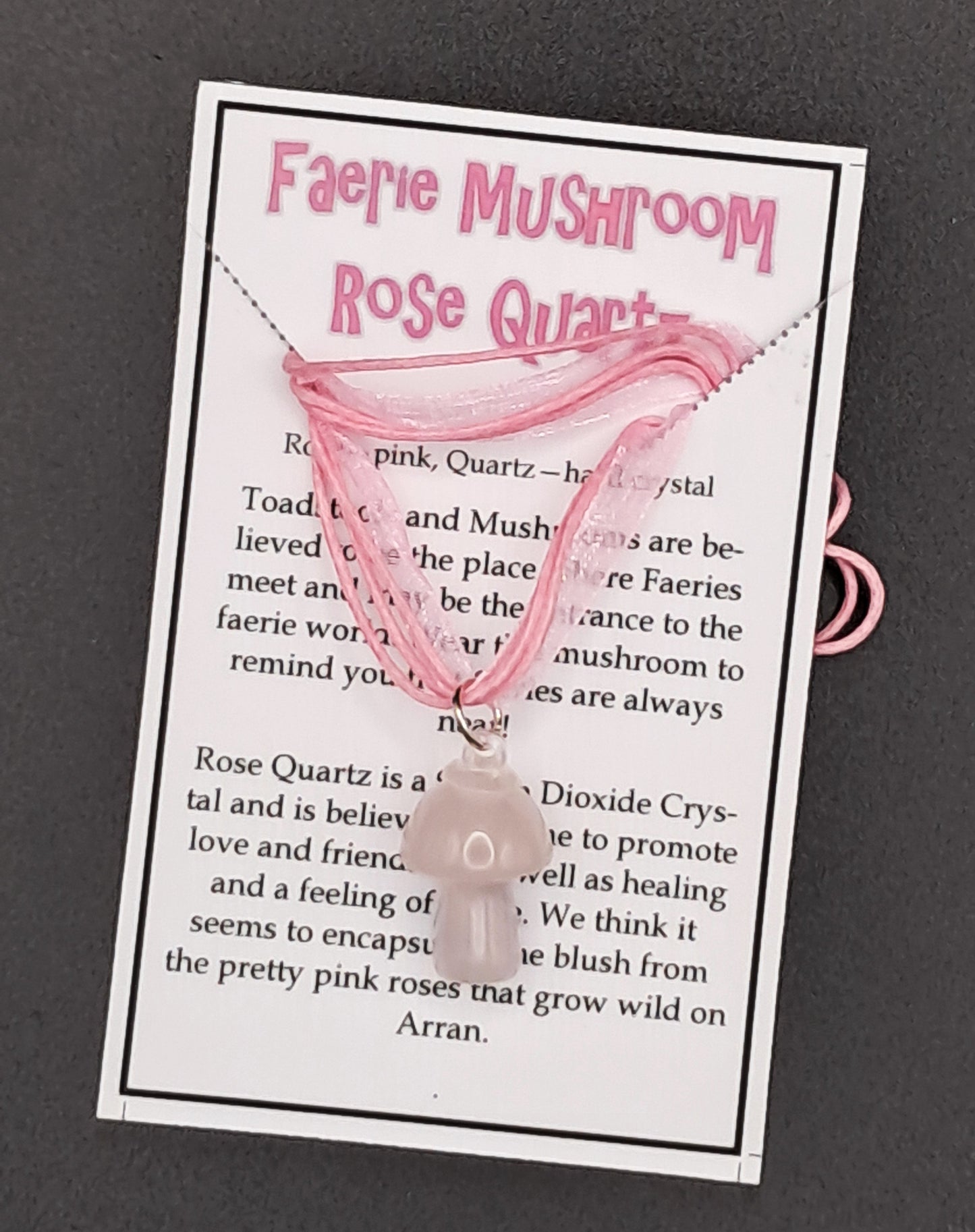 Faerie Mushroom Necklace Rose Quartz