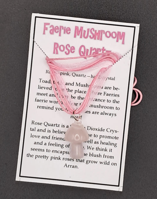 Faerie Mushroom Necklace Rose Quartz