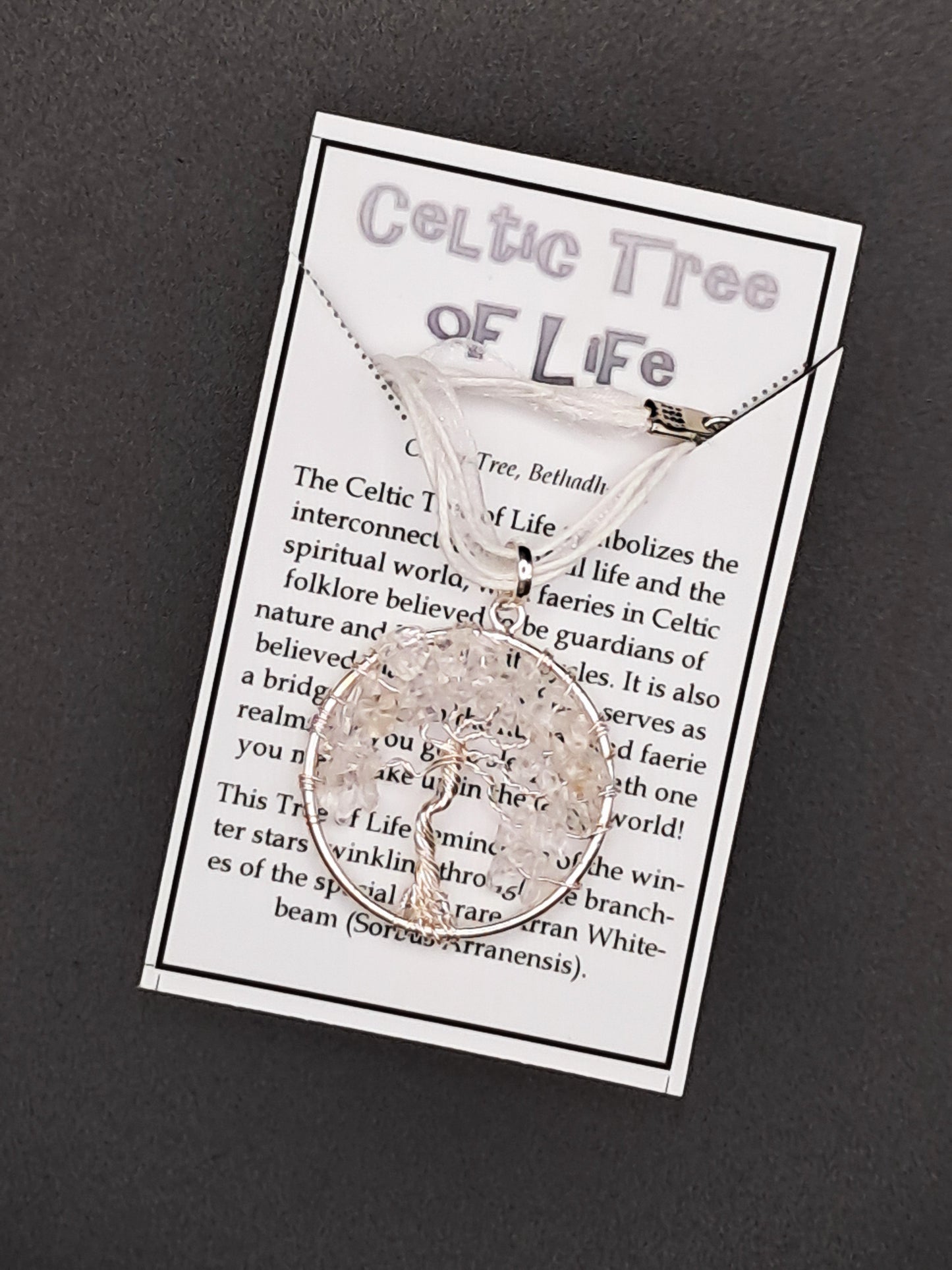 Celtic Tree of Life Necklace Rock Crystal