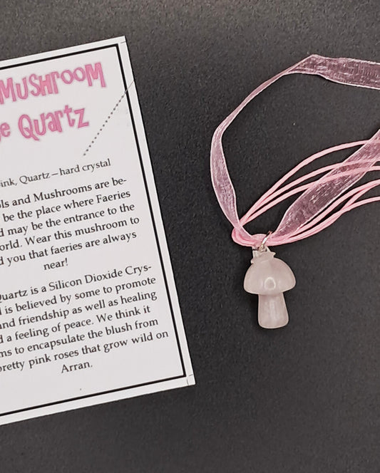 Faerie Mushroom Necklace Rose Quartz