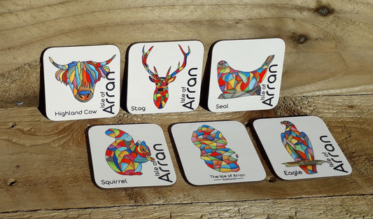 Arran Mosaic Coaster Set of 6 - Arran Animals