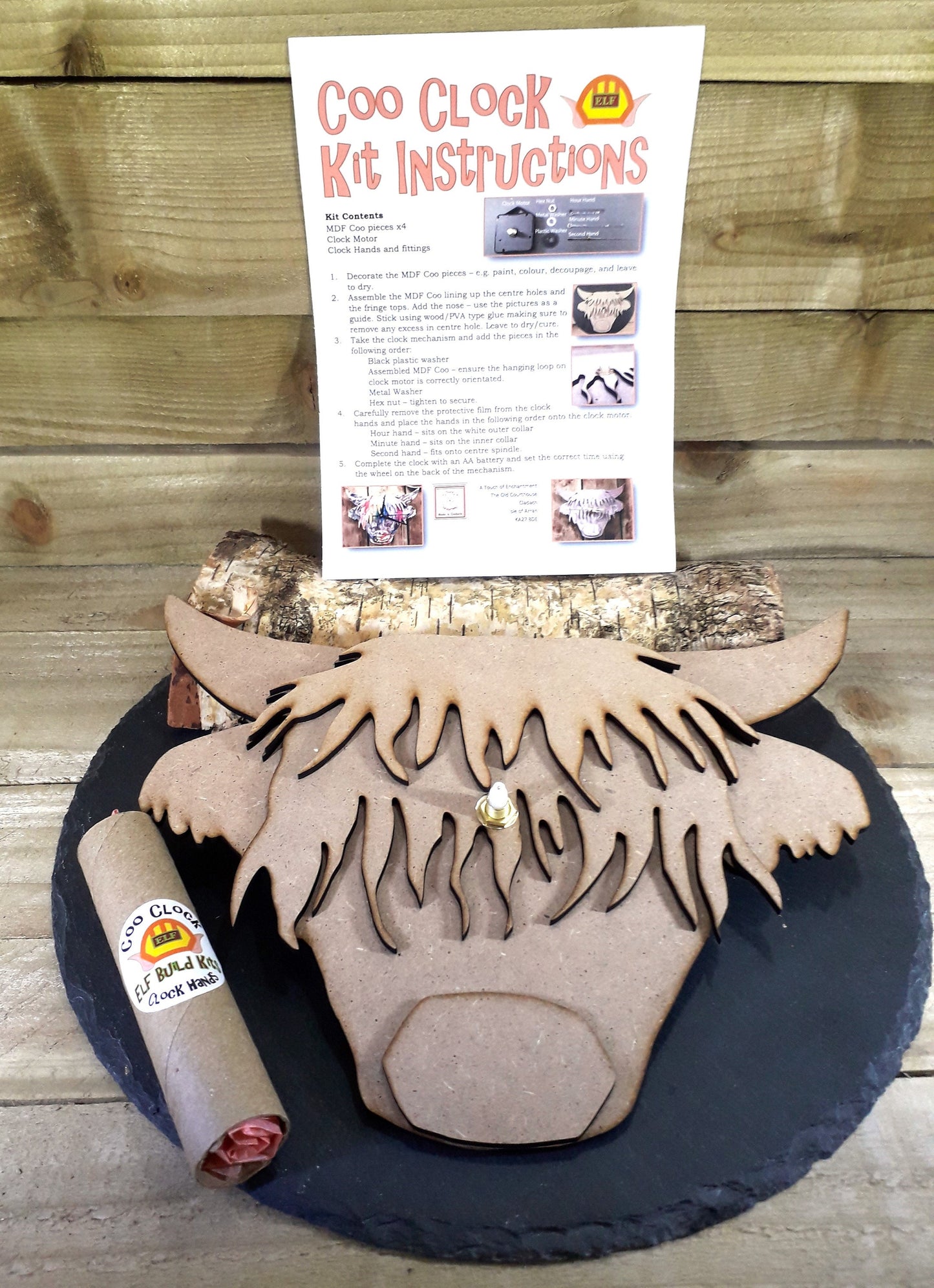 Coo Clock MDF Blank Kit with mechanism from Isle of Arran