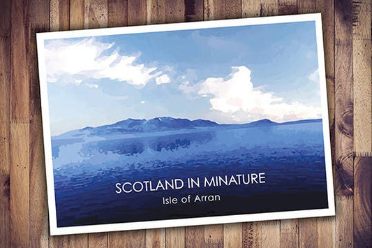Scotland in Miniature, Blue, Isle of Arran Scotland Poster A3