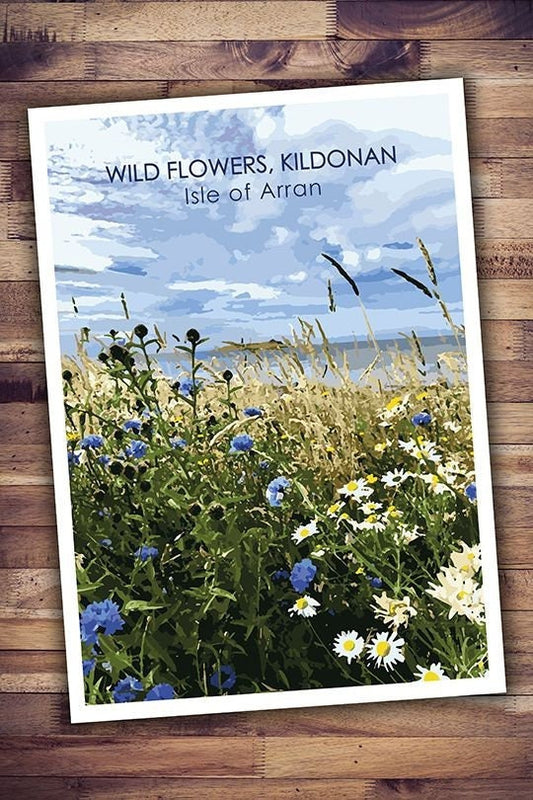 Wild Flowers, Kildonan, Pladda, Isle of Arran Scotland Poster A3