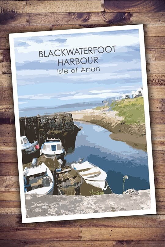 Blackwaterfoot Harbour, Blackwaterfoot, Isle of Arran Scotland Poster A3